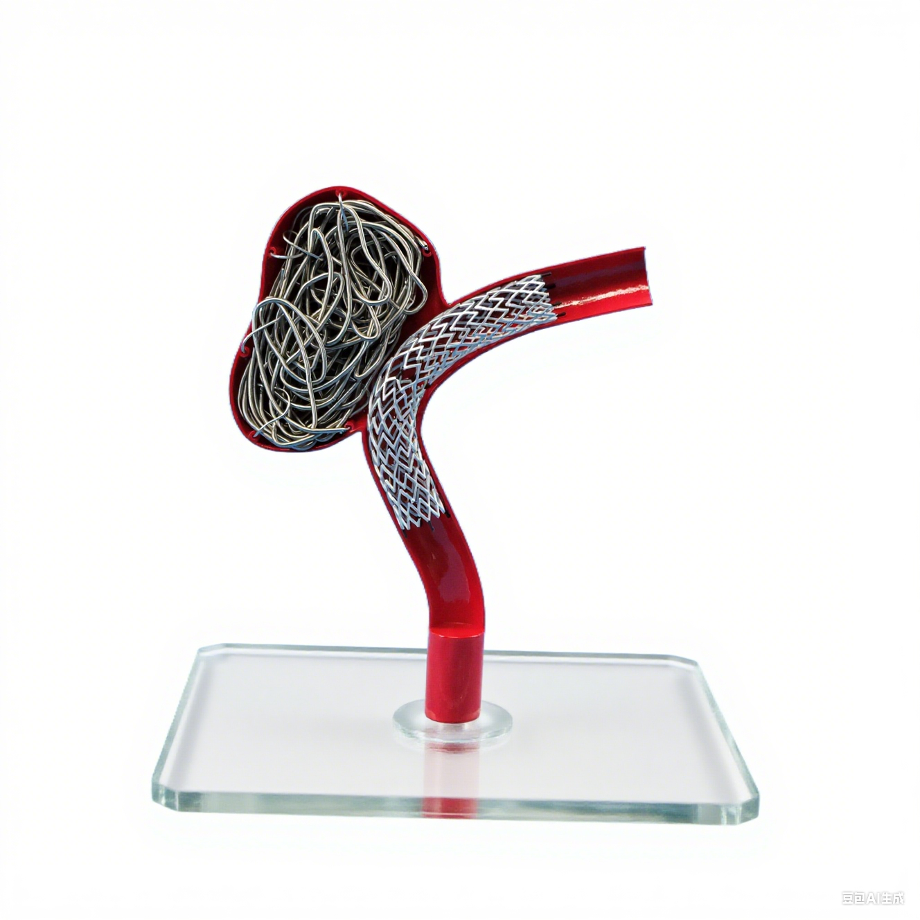 brain aneurysm model with coiling and stenting